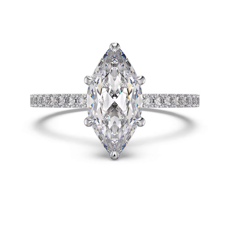 1.5ct Marquise Cut Cubic Zirconia 925 Sterling Silver Ring - Size 5