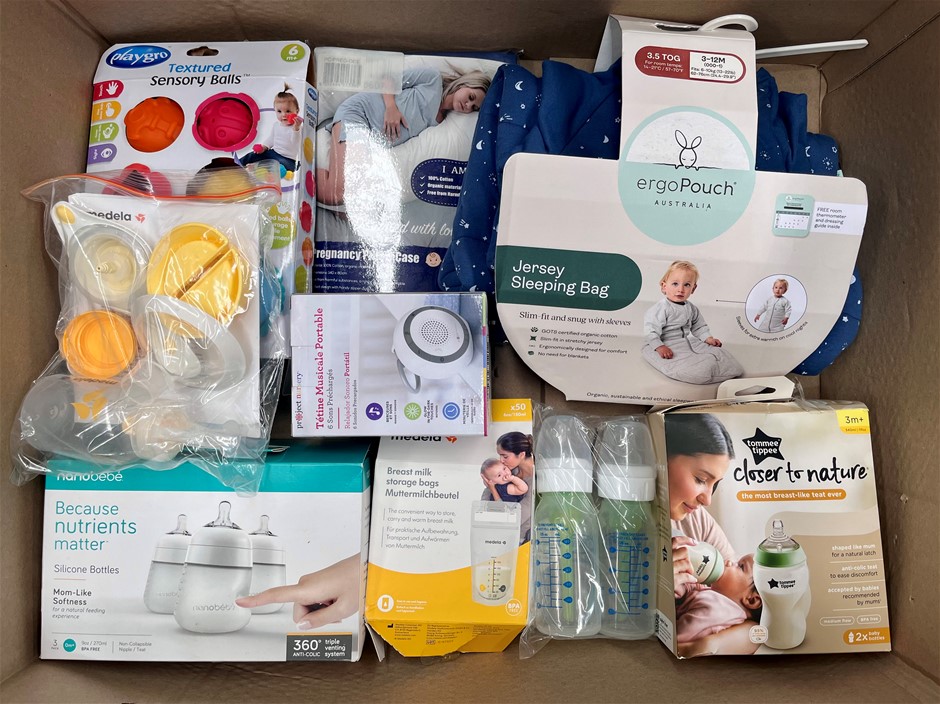 Assorted Baby Products Including ERGO POUCH, TOMMEE TIPPEE, MEDELA & More.