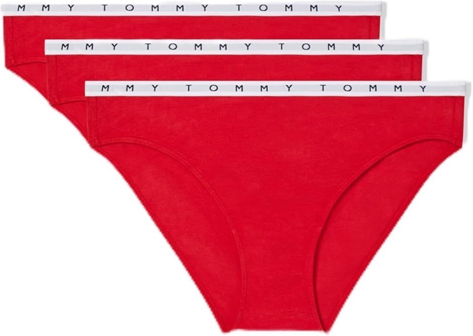 3pk x TOMMY HILFIGER Women's Bikini Underwear, Size XS, Red, UW0UW01234. B