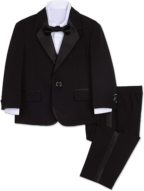 4pcs x NAUTICA Boy's Tuxedo with Dress Shirt, Bow Tie, Jacket, and Pants, 3
