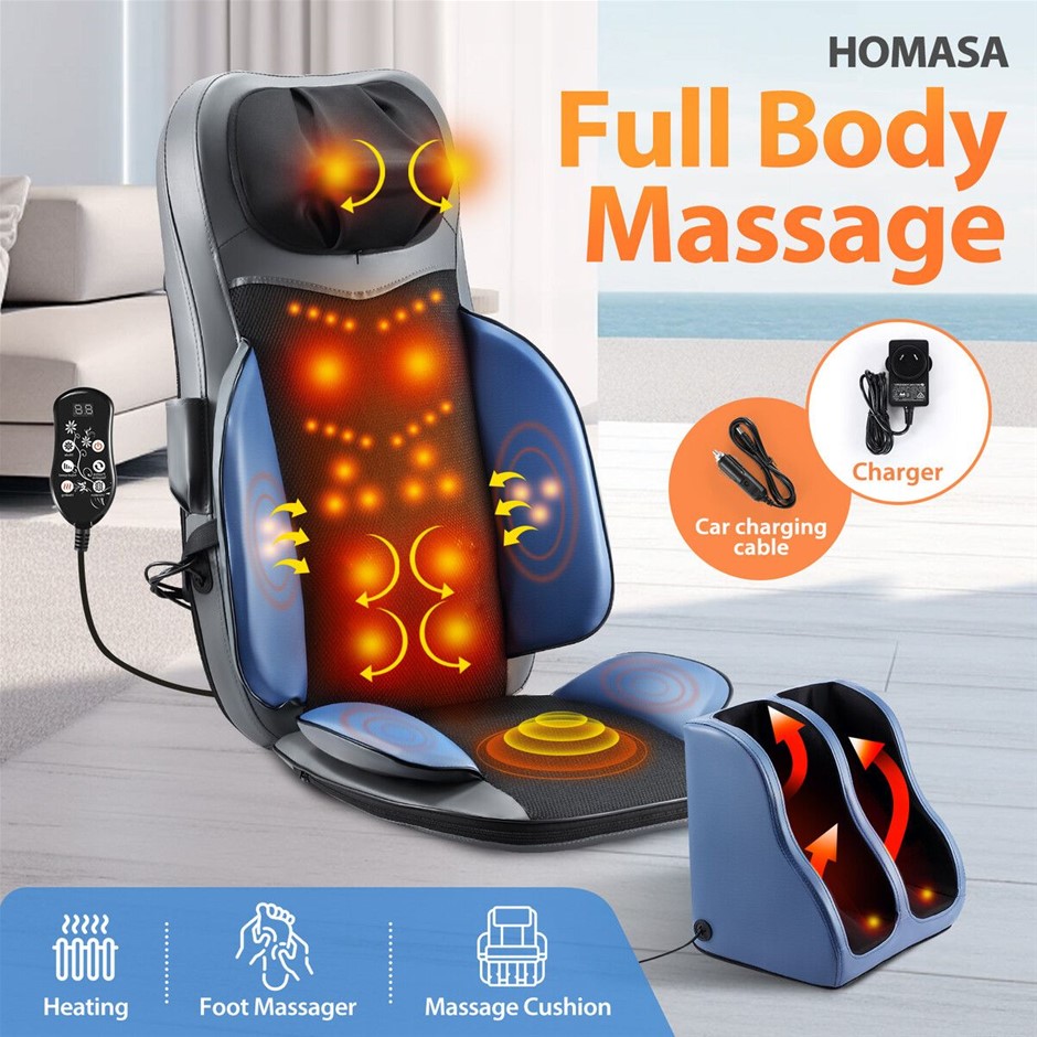 Full Body Massage Heating Cushion Seat Pad w/ Foot Massager Remote Pillow