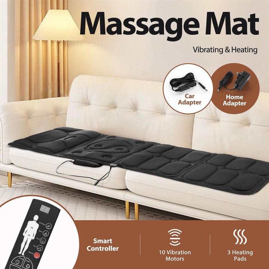 HOMASA Heated Vibration Massage Mat for Shoulder Back Buttock Leg Car Seat