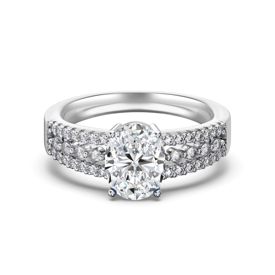 2.0ct Oval Lab Created Moissanite 925 Sterling Silver Ring - Size 6
