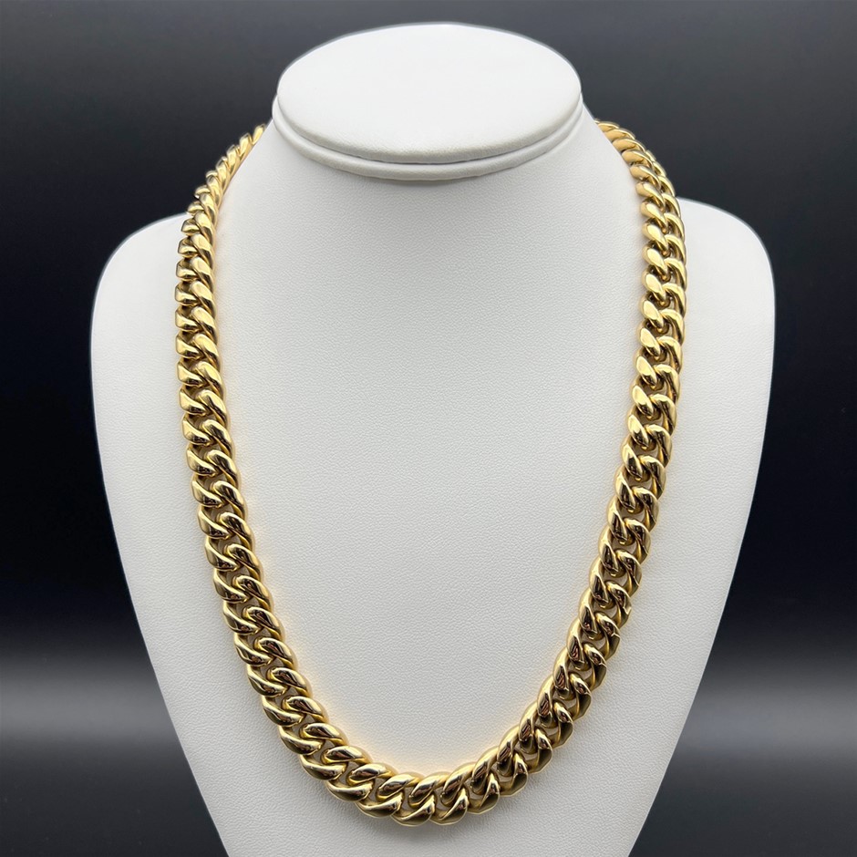 18K Gold-Filled Cuban Necklace with Simulated Diamond Clasp - 60.9cm