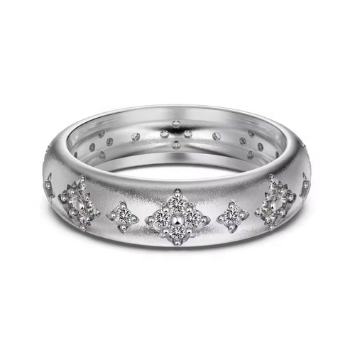 5A Cubic Zirconias 925 Sterling Silver Band Ring - Size 7