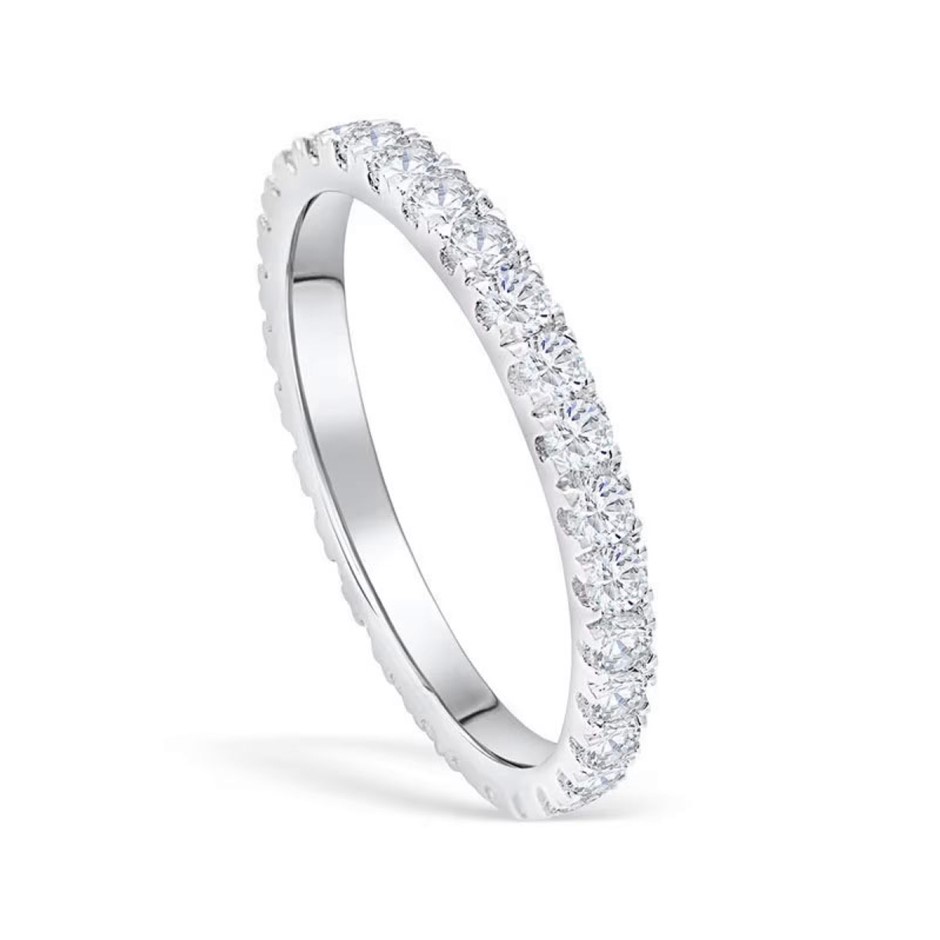 925 Sterling Silver 5A Cubic Zirconia Band Ring - Size 6