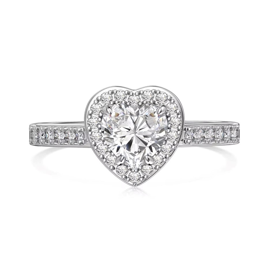 1.0ct Heart Lab Created Moissanite 925 Sterling Silver Ring - Size 9
