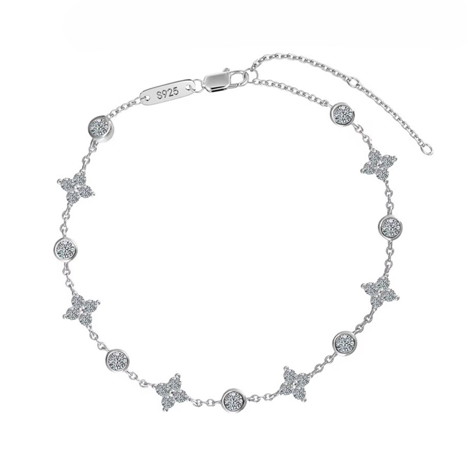 1.28ct Lab Created Moissanite Intricate 925 Silver Tennis Bracelet