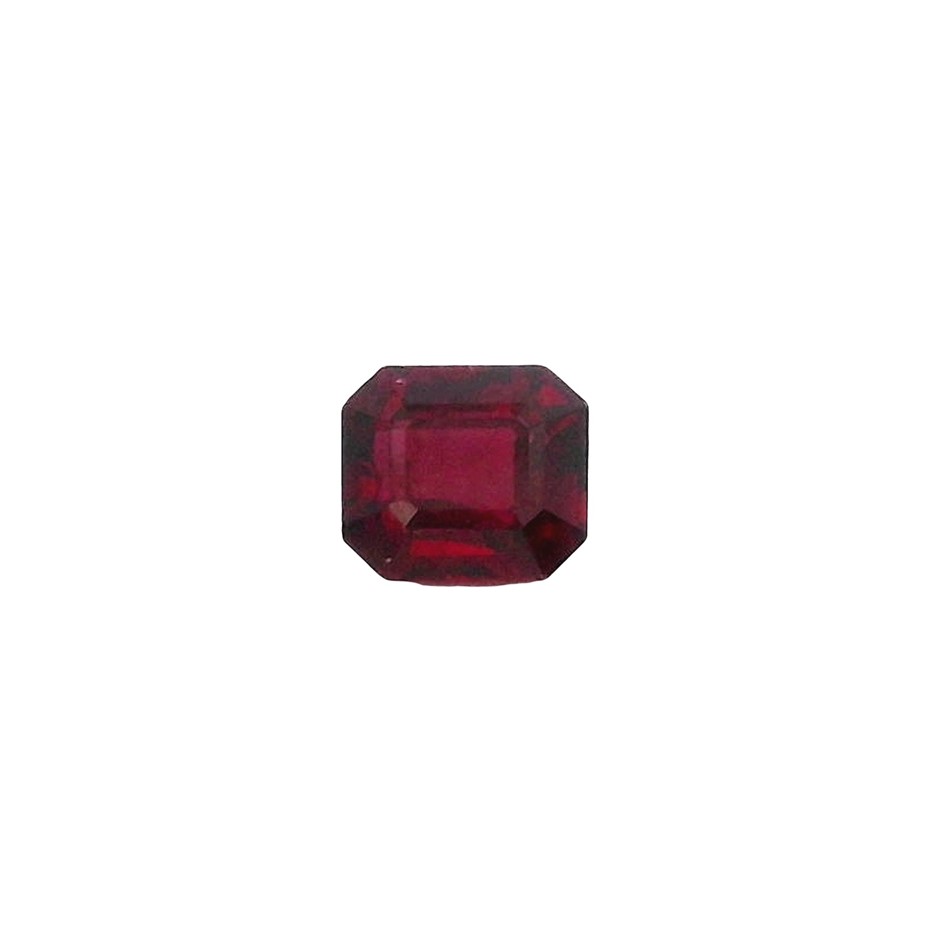 Rectangular Emerald Cut Synthetic Ruby - 1.31ct (in small white square box)