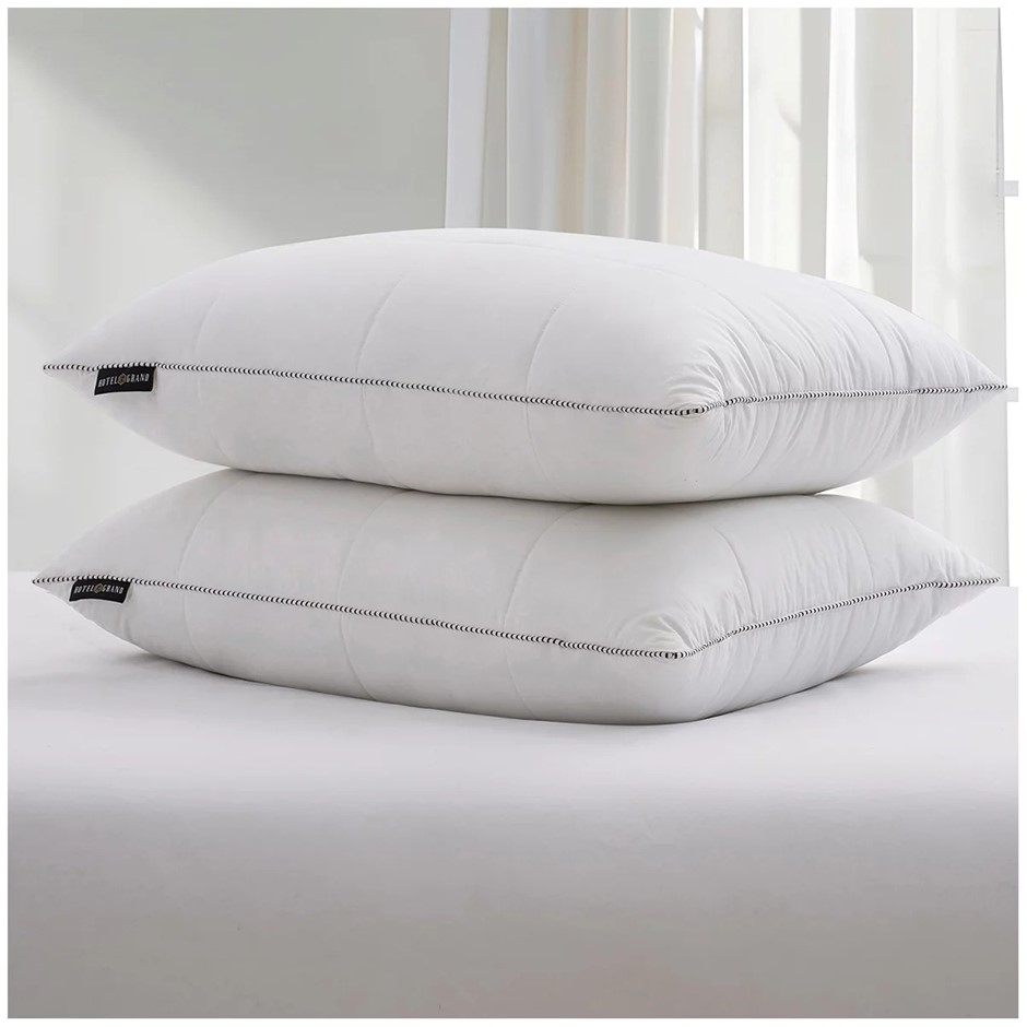 HOTEL GRAND 2pk All Feather Pillows. N.B: Not in original packaging & minor