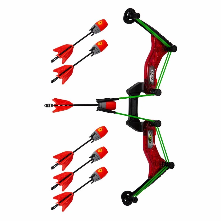 ZING Hyper Strike Bow w/ 6 Arrows, Red. NB: Damaged packaging.
