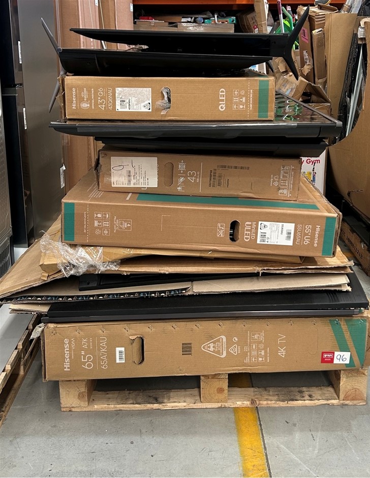 12 x Assorted Smart TVs, Brands Include: Hisense, TCL, etc. Assorted Sizes.