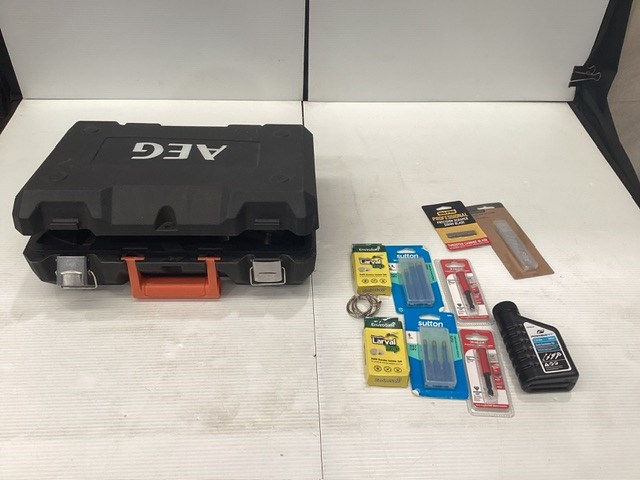 Assorted Miscellaneous Drill Bits And AEG Grinder