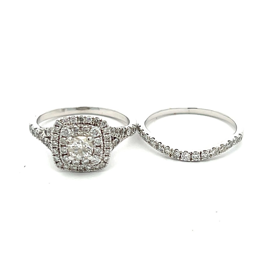 14ct White Gold Diamond Bridal Ring Set