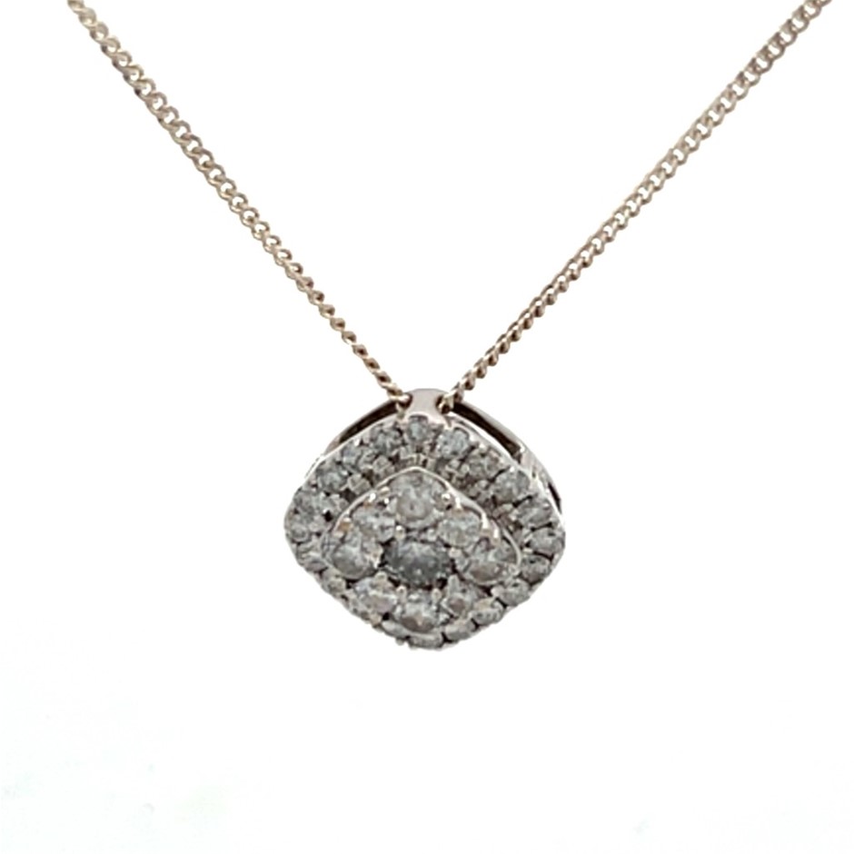 10ct White Gold 1.00ct Round Brilliant-Cut Diamond Necklace