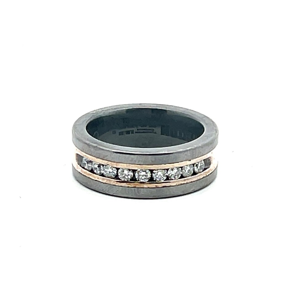 Triton Tungsten and Sterling Silver Diamond Band