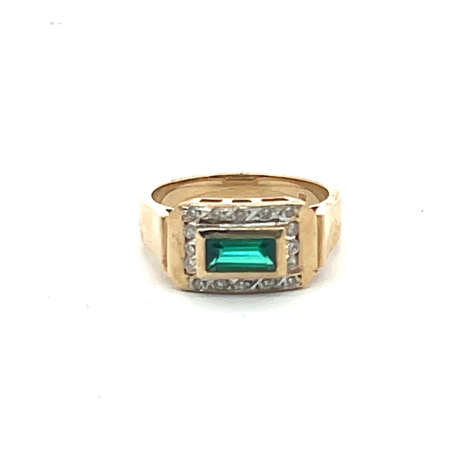 9Ct Yellow Gold Emerald And Diamond Ring