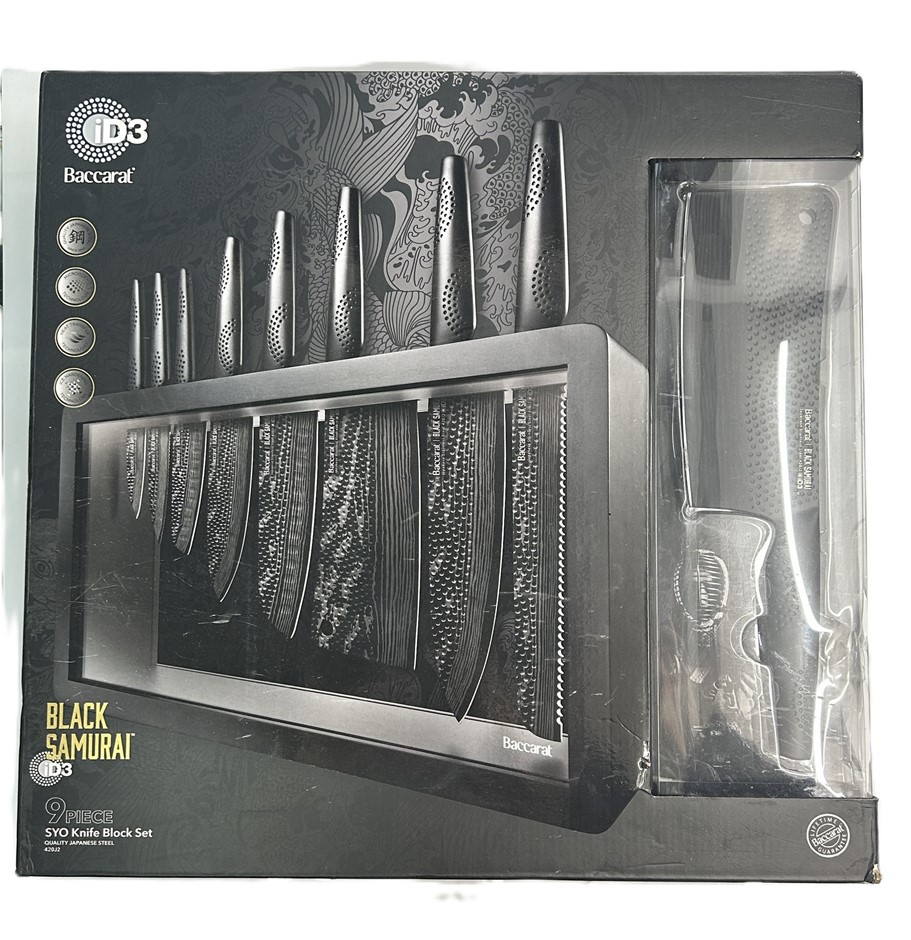Baccarat iD3 Black Samurai 9-Piece Syo Knife Block Set
