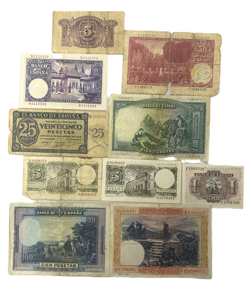 Collection Of Vintage Banco De España Banknotes