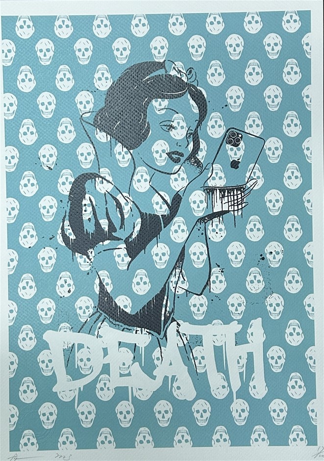 Death NYC Signed Street Art Print "iPhone/Snow White" Limited Edition