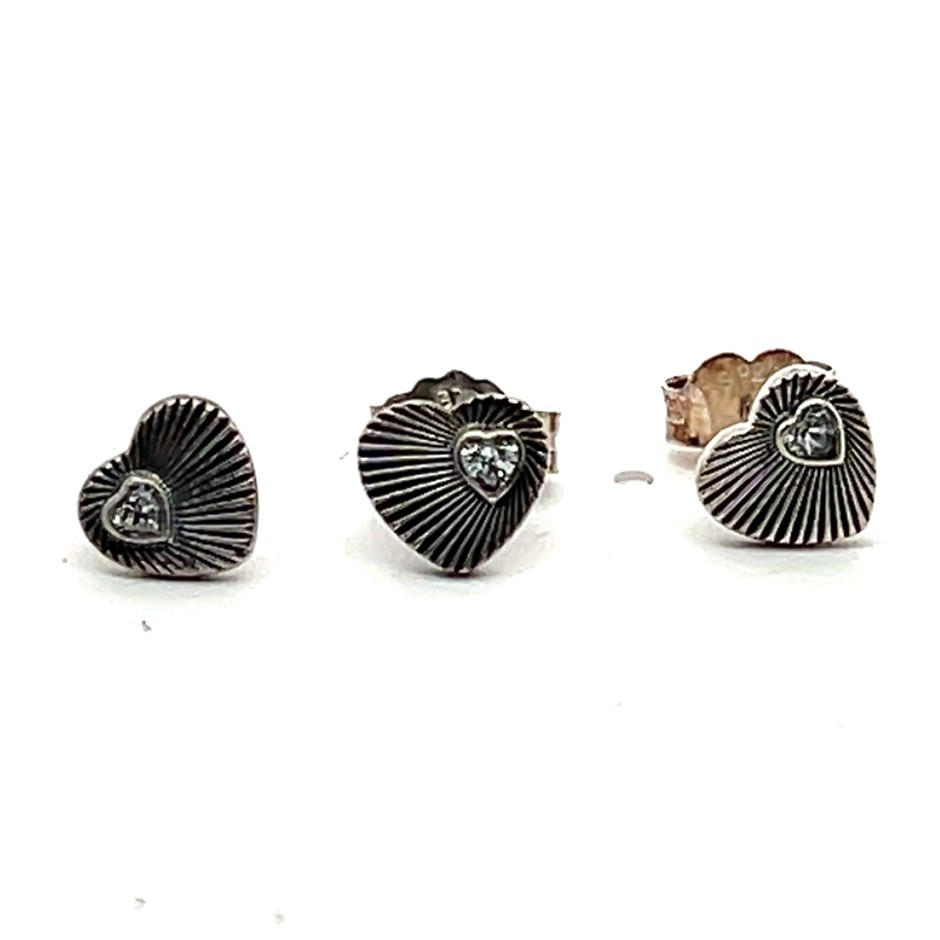 Pandora Sterling Silver Heart Stud Earrings