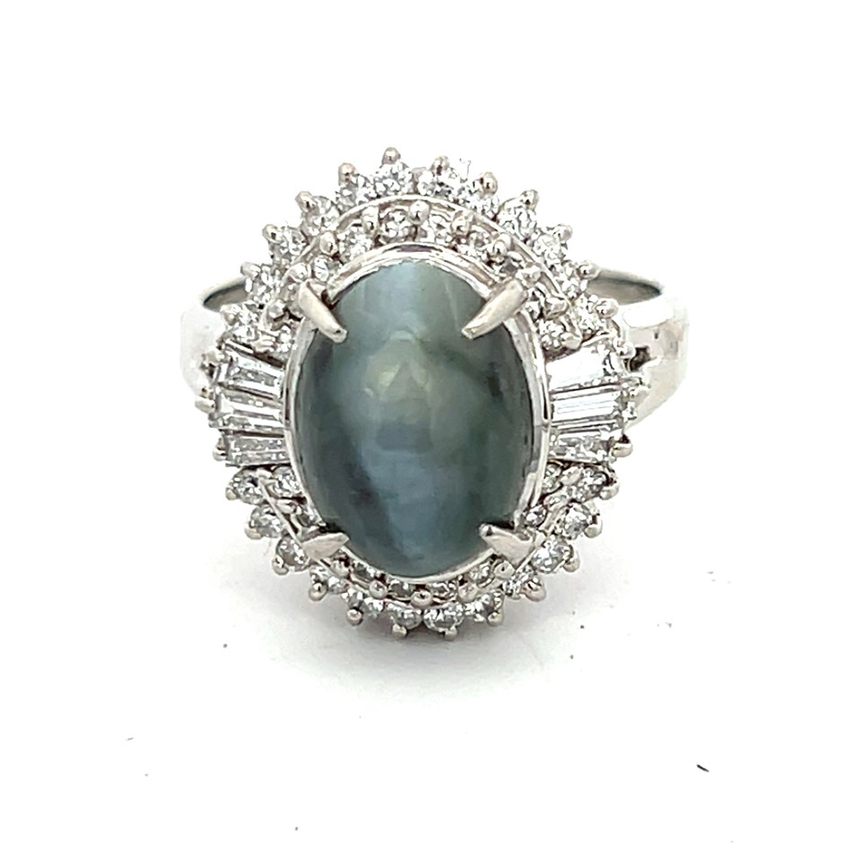 Platinum Jade & Diamond Ring