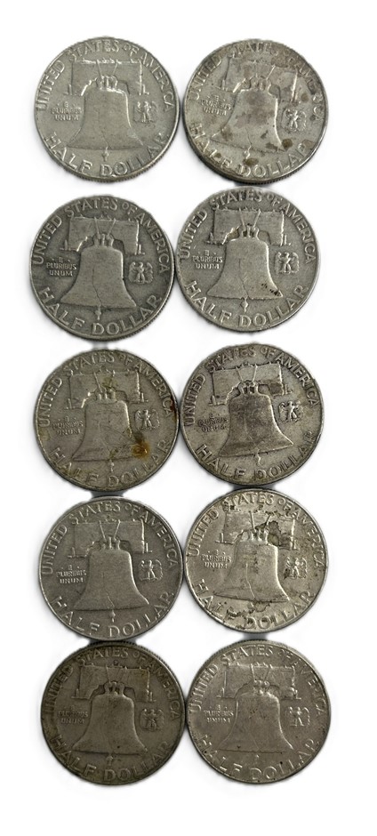 Mixed Lot of United States Silver Franklin Half Dollar Coins