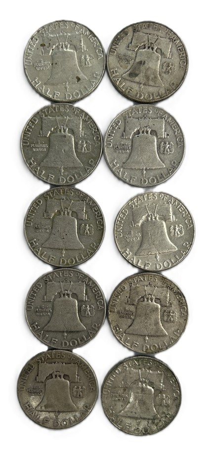 Mixed Lot of United States Silver Franklin Half Dollar Coins