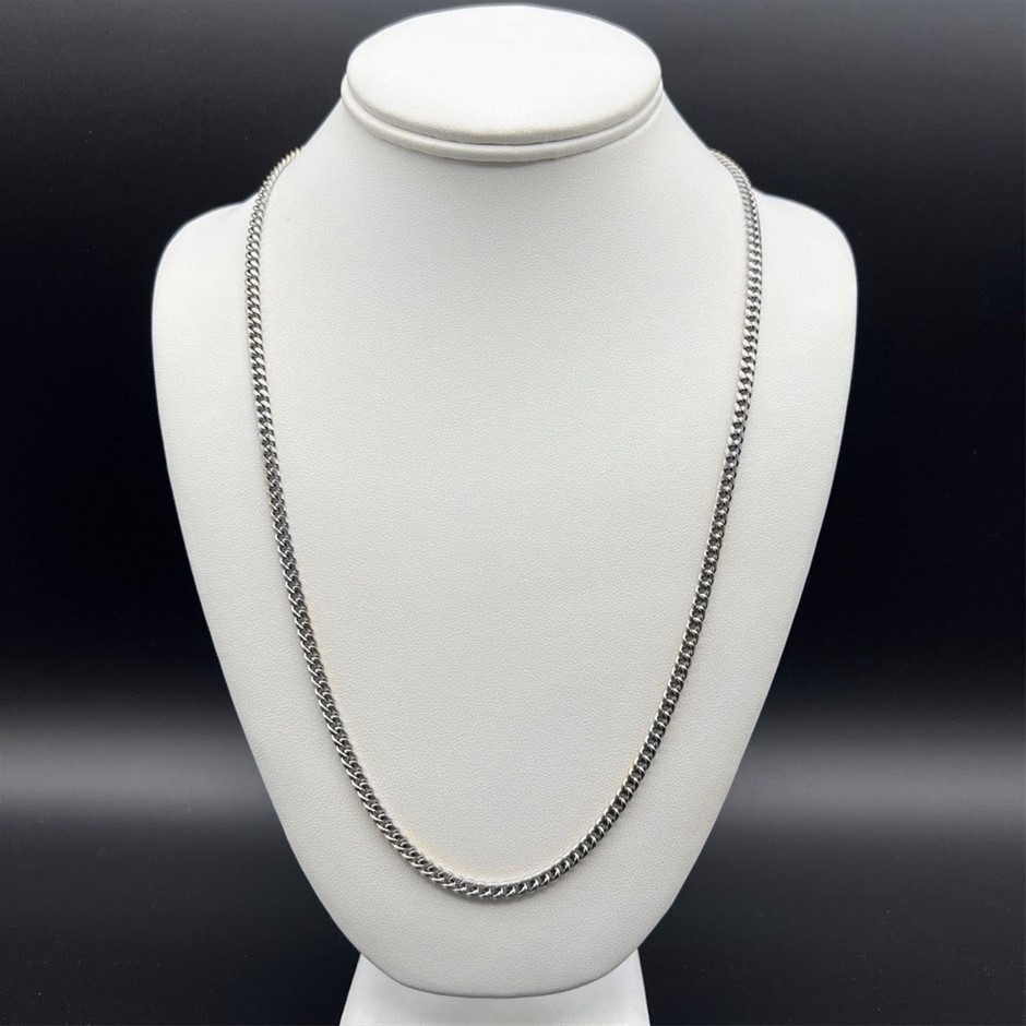 Silver-Filled Cuban Link Chain Necklace, 4MM Wide - 55.8cm