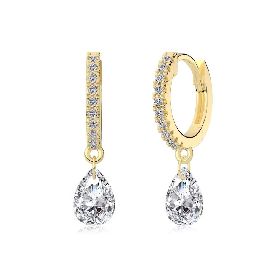 Teardrop 14K Gold Filled 925 Silver 5A Cubic Zirconia Hoop Earrings