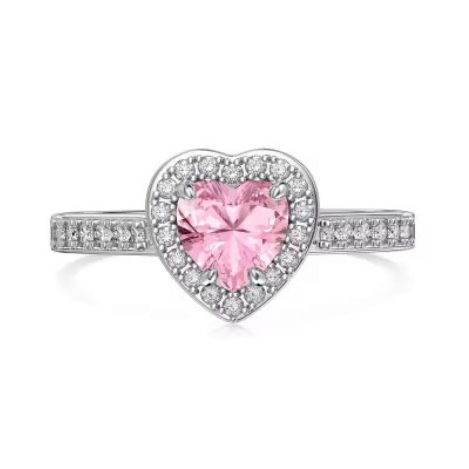 1.0ct Heart 5A Cubic Zirconia 925 Sterling Silver Ring - Size 8