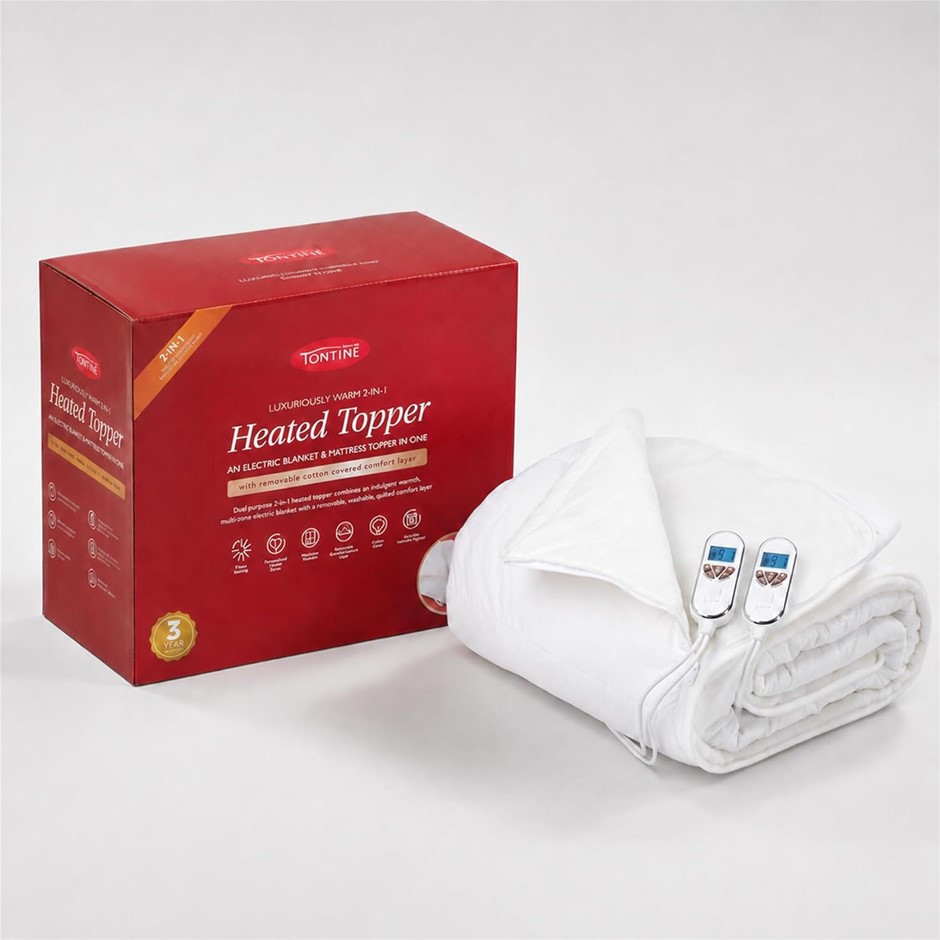 Tontine Luxuriously Warm 2-in-1 Heated Topper & Electric Blanket, King Bed,