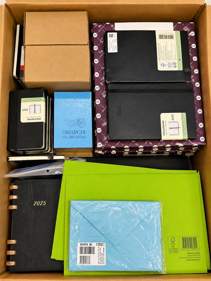 FULL BOX of Stationary & Office Supplies - Moleskine 2025 Planners, Smead F