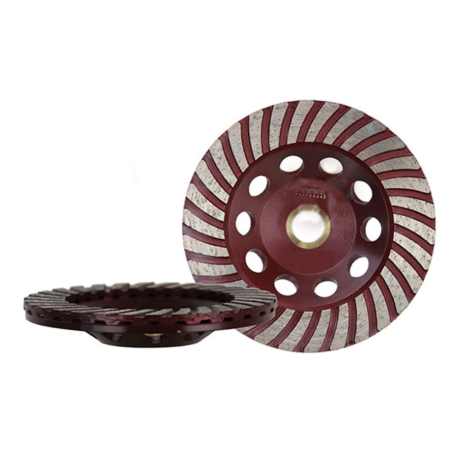 POWERS RIDGEBACK 100mm Turbo Style Concrete Grinding Cup, Red, PGCT100.