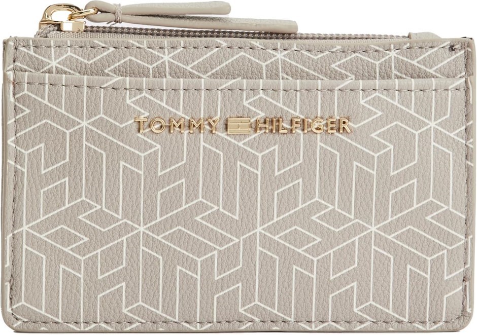 TOMMY HILFIGER Women's Mimi Zip Credit Card Wallet, Beige, RFID Blocking, S
