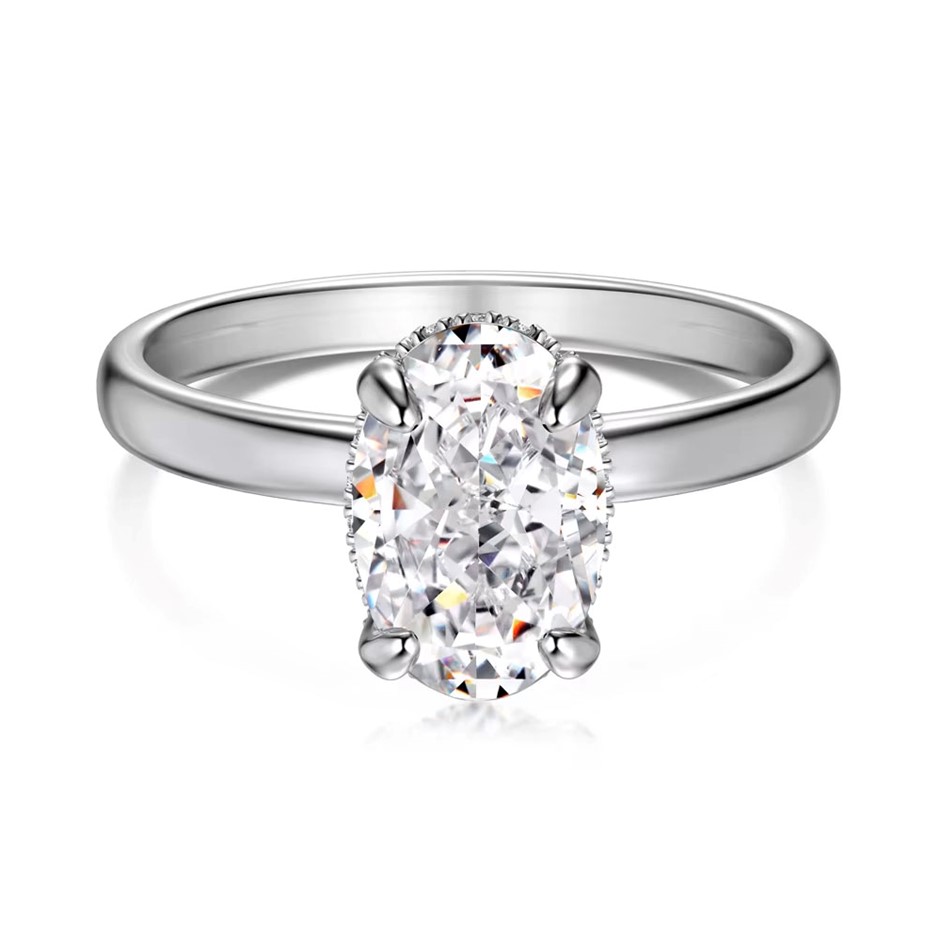 1.5ct Oval 8A Cubic Zirconia 925 Sterling Silver Ring - Size 7