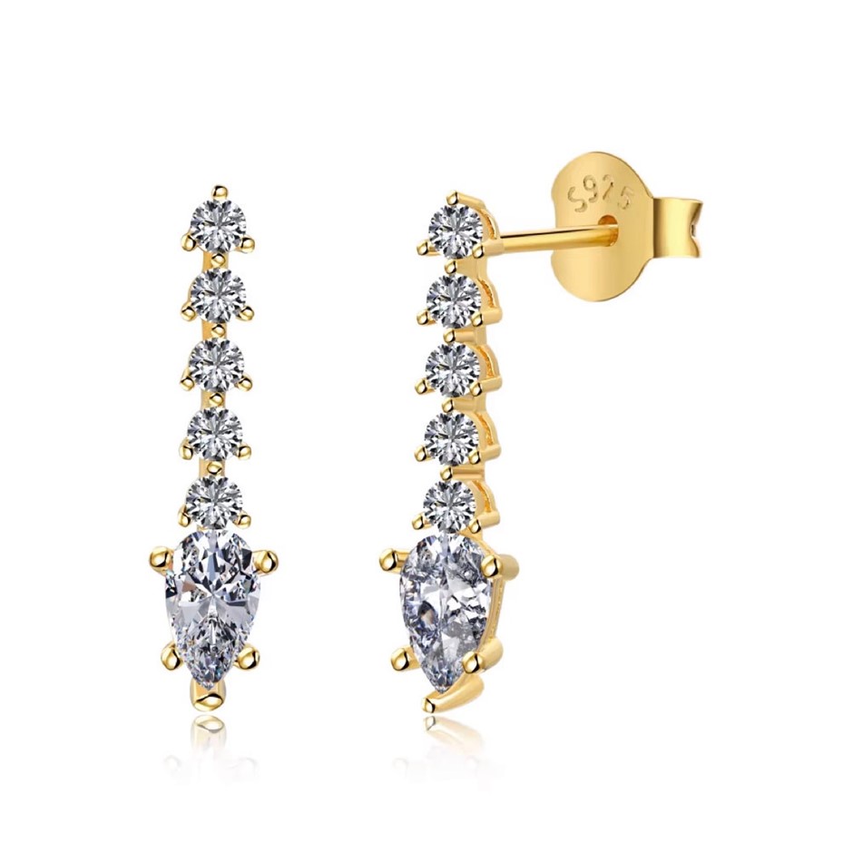 Pear 18K Gold Filled 925 Silver 5A Cubic Zirconia Drop Earrings