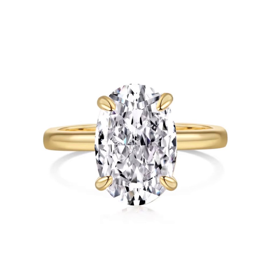 3.5ct Oval 8A Quality Cubic Zirconia 18K Gold Filled 925 Silver Ring-Size 8