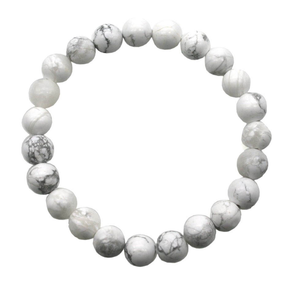 8mm Gorgeous Howlite Gemstones Crystal Beaded Bracelet