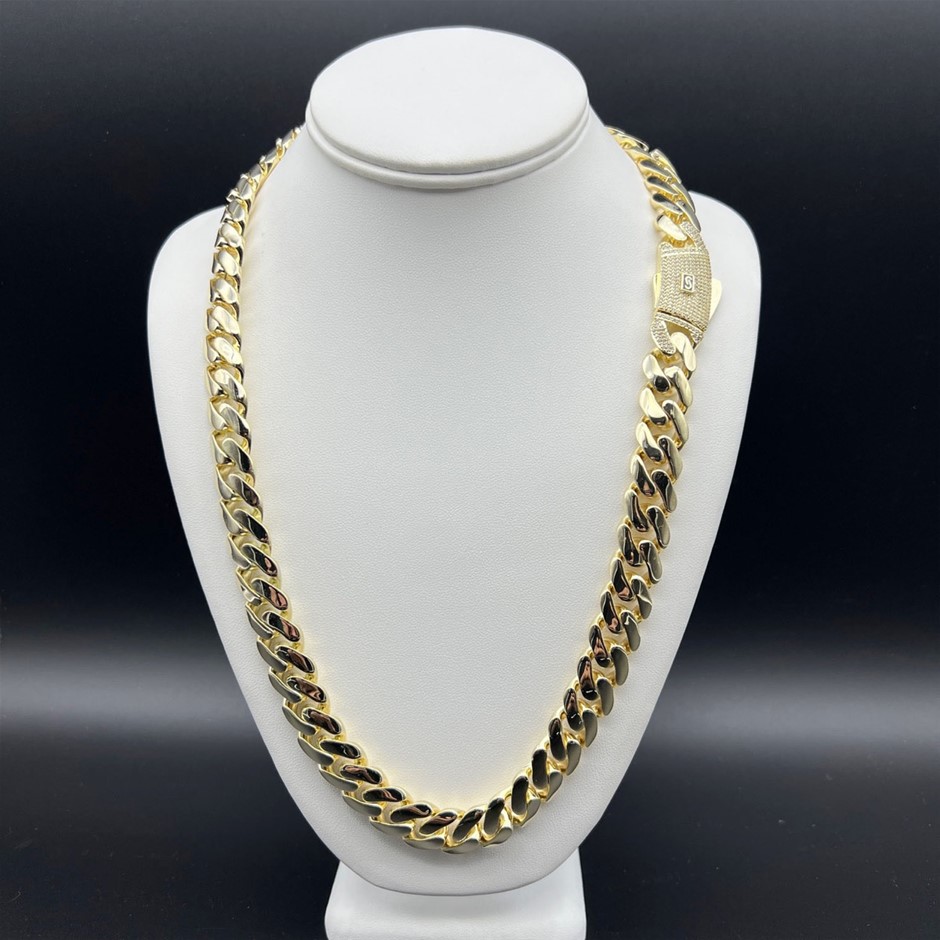 14K Gold-Filled Necklace, AAA Cubic Zirconias,15MM Wide - 60.9cm