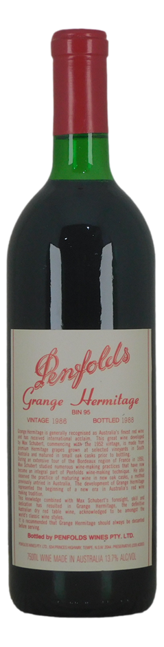 Penfolds Bin 95 Grange Hermitage 1986 (1x 750mL) SA.