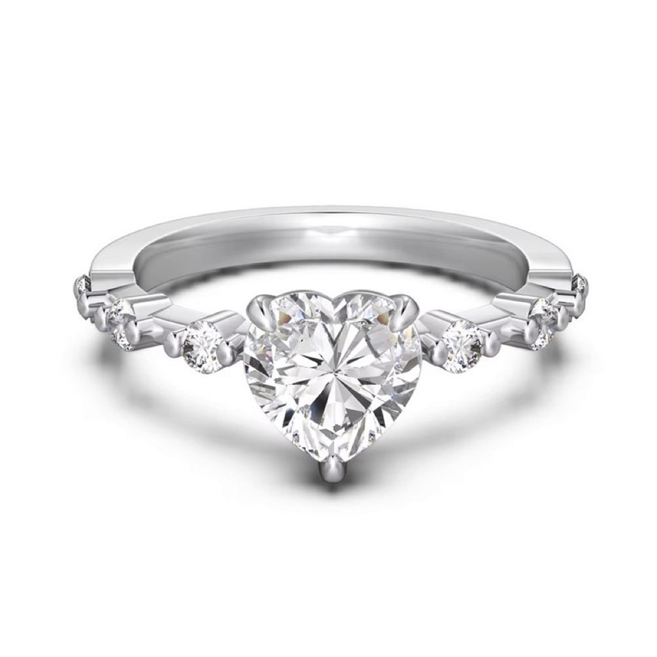 1.25ct Heart 5A Cubic Zirconia 925 Sterling Silver Ring - Size 6