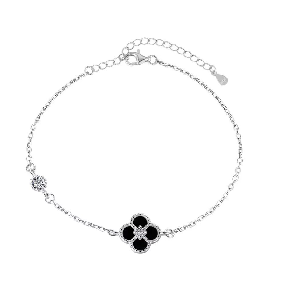 Four Leaf Clover 5A Cubic Zirconia 925 Silver Tennis Bracelet