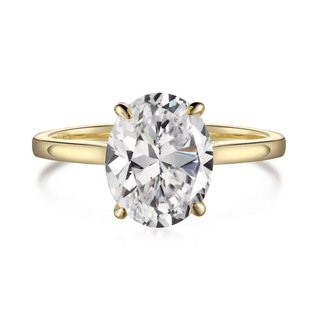 2ct Oval 5A Cubic Zirconia 18K Gold Filled 925 Silver Ring - Size 5