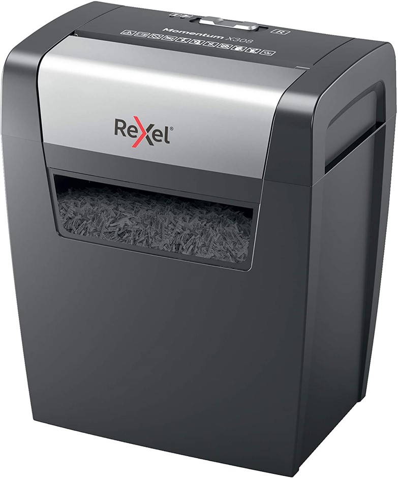 REXEL Cross Cut Momentum X308 Shredder, Charcoal.NB: Not in original box.