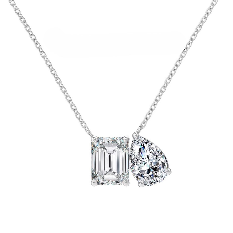 5.00ct Rectangular Lab Created Moissanite 925 Silver Pendant Necklace