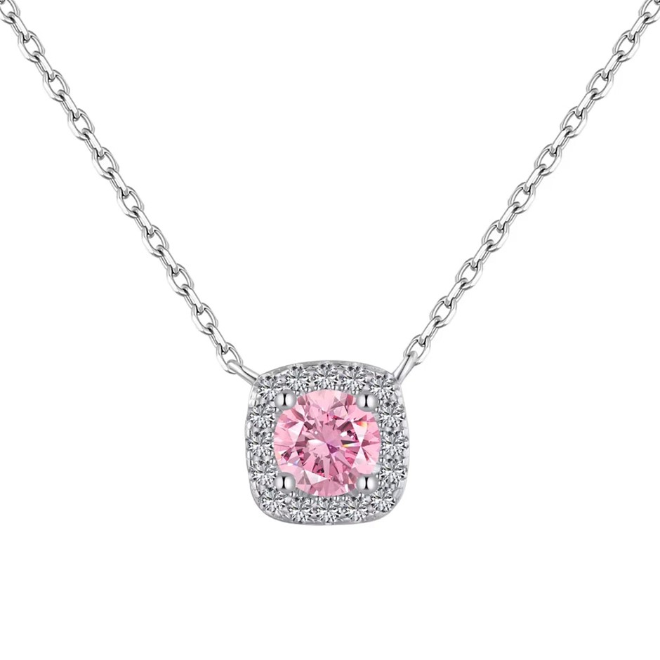 0.5ct 925 Silver Cubic Zirconias Round Pendant Necklace
