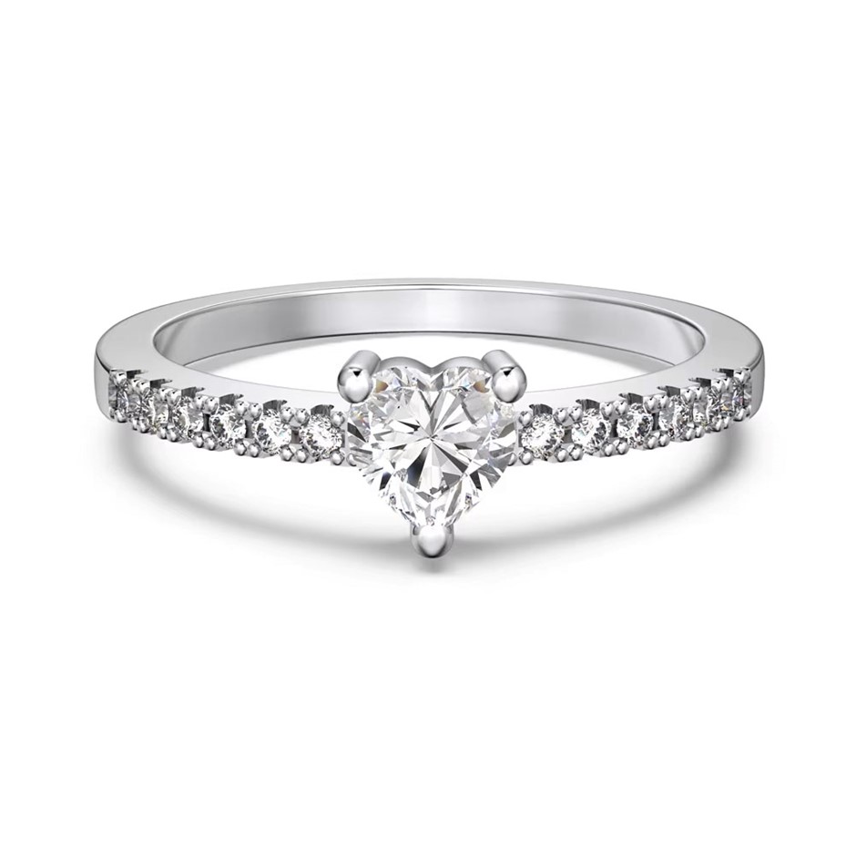 0.5ct Heart Lab Created Moissanite 925 Sterling Silver Ring - Size 8