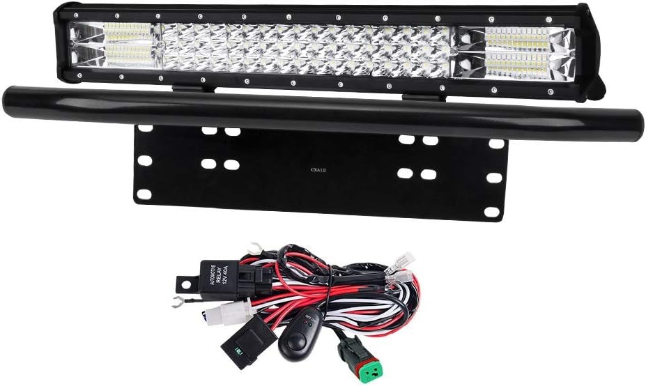 LIIGHTFOX 20inch Osram LED Light Bar Combo And 23'' Number Plate Frame Wiri