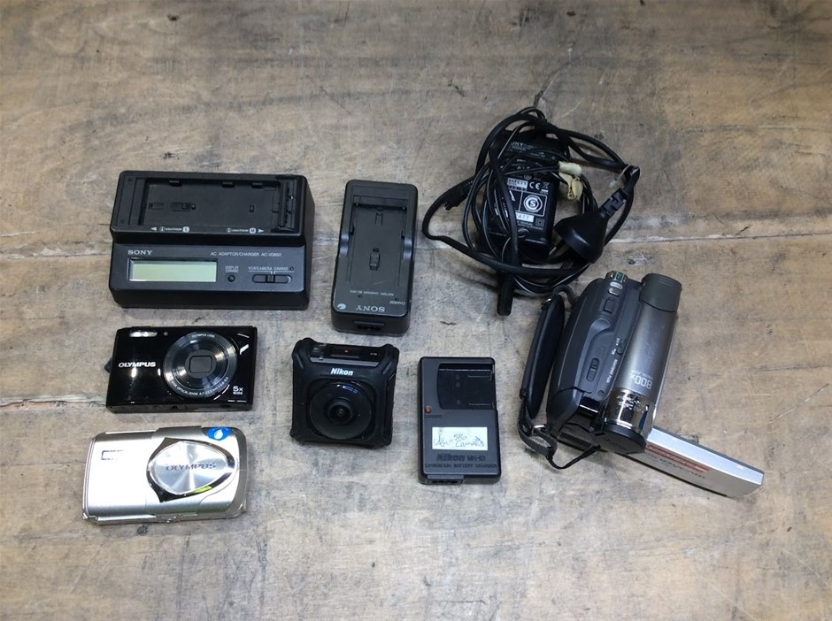 Mixed Sony Olympus Nikon Digital Cameras And Camcorder